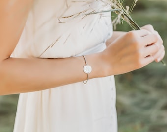 Pulsera de disco de aniversario personalizada en oro, plata de ley y oro rosa
