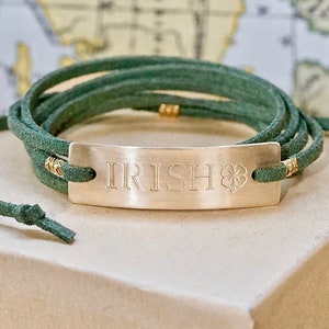 Notre Dame Green Irish Bracelet / Notre Dame Inspired Bracelet / Celtic Bracelet Jewelry