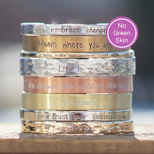 Bracciale rigido personalizzato in VERO argento sterling, bronzo, rame, ottone, bronzo, nichel, NuGold o alluminio