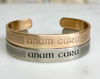 Anam Cara Bracelet in REAL Sterling Silver, Bronze, Copper, Brass, Bronze, Nickel, NuGold, or Aluminum