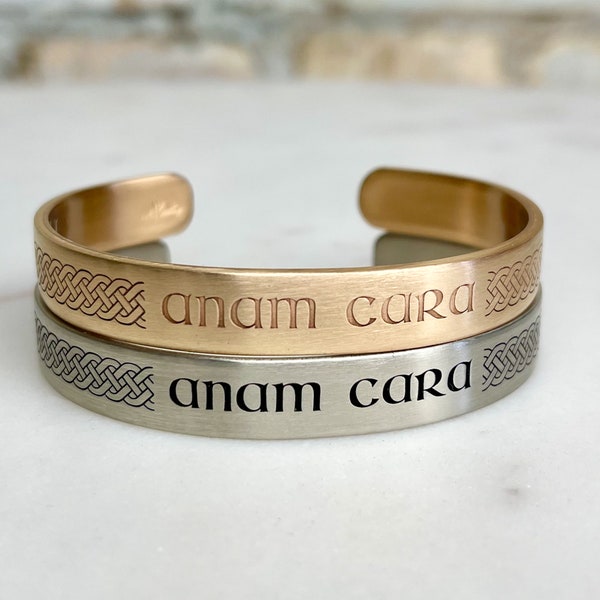 Anam Cara Bracelet in REAL Sterling Silver, Bronze, Copper, Brass, Bronze, Nickel, NuGold, or Aluminum
