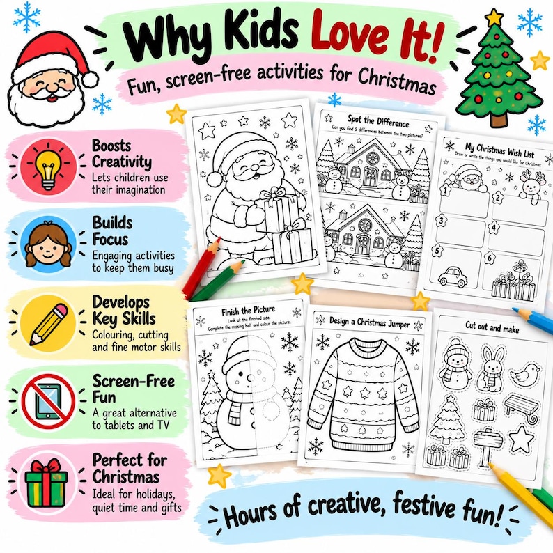 Christmas Coloring Paper.pdf Christmas Activity Pack for Kids Ages 5-8 | Printable PDF (digital ...