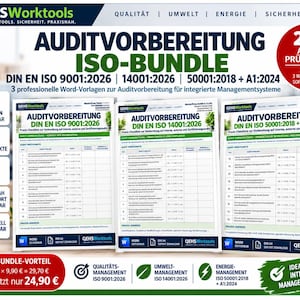 Revisionsförberedelse för ISO 9001, ISO 14001 och ISO 50001 | 3 Word-mallar | Checklista för revision