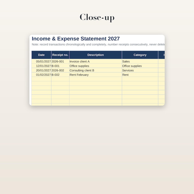 Income and Expense Tracker 2027 Excel Template With Profit Statement ...