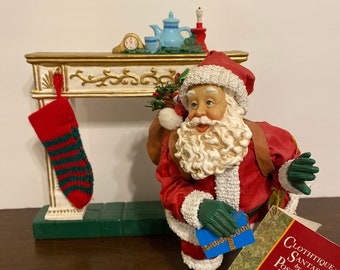 Santa coming down the chimneyfireplace Cookie or Fondant Cutter with built-in imprint