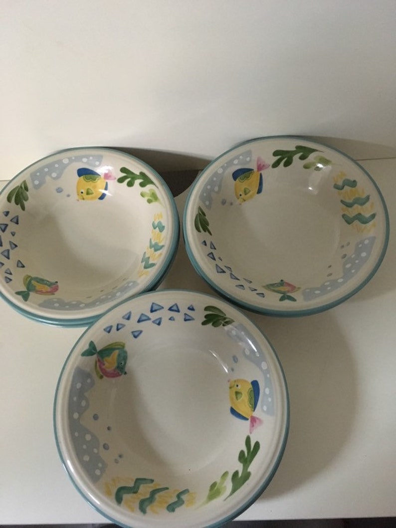 Studio Nova Barrier Reef 8 SoupSalad Bowl Fish and Foliage 1990s Thailand