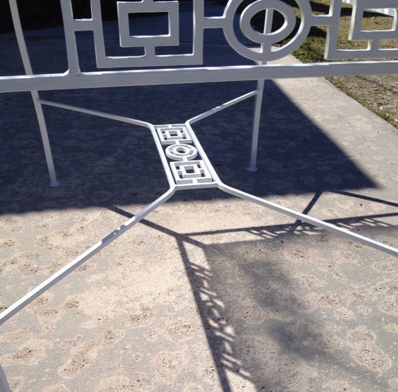 ALUMINUM PATIO GREEK Key Design Table Four Chairs Palm Beach Mid Century Retro Outdoor Living