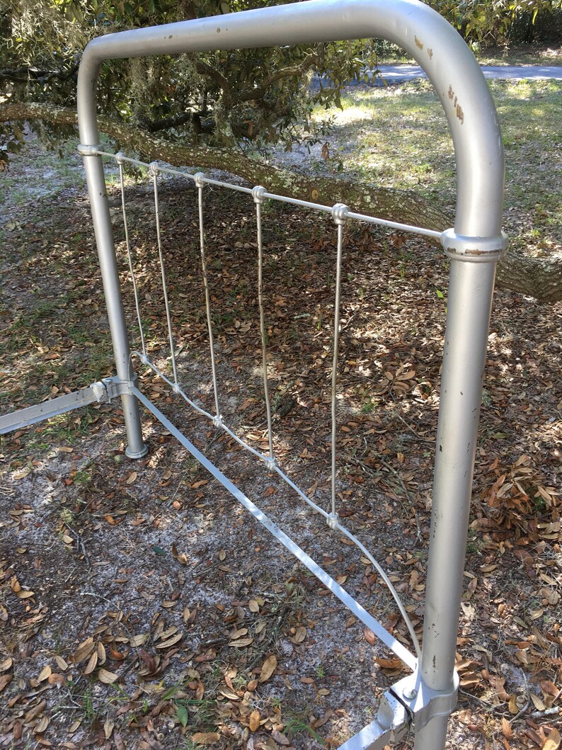 Full Size Iron Metal Tube Style Bed Frame Cottage Farmhouse Decor at B Street Vintage