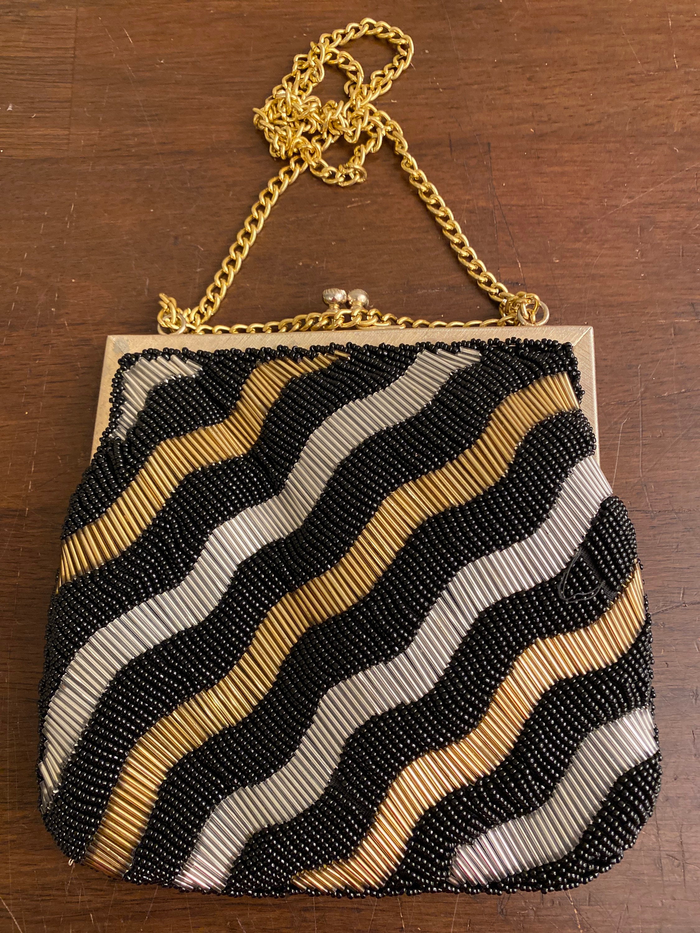 La Regale Purse Gold Beaded Clutch 80s