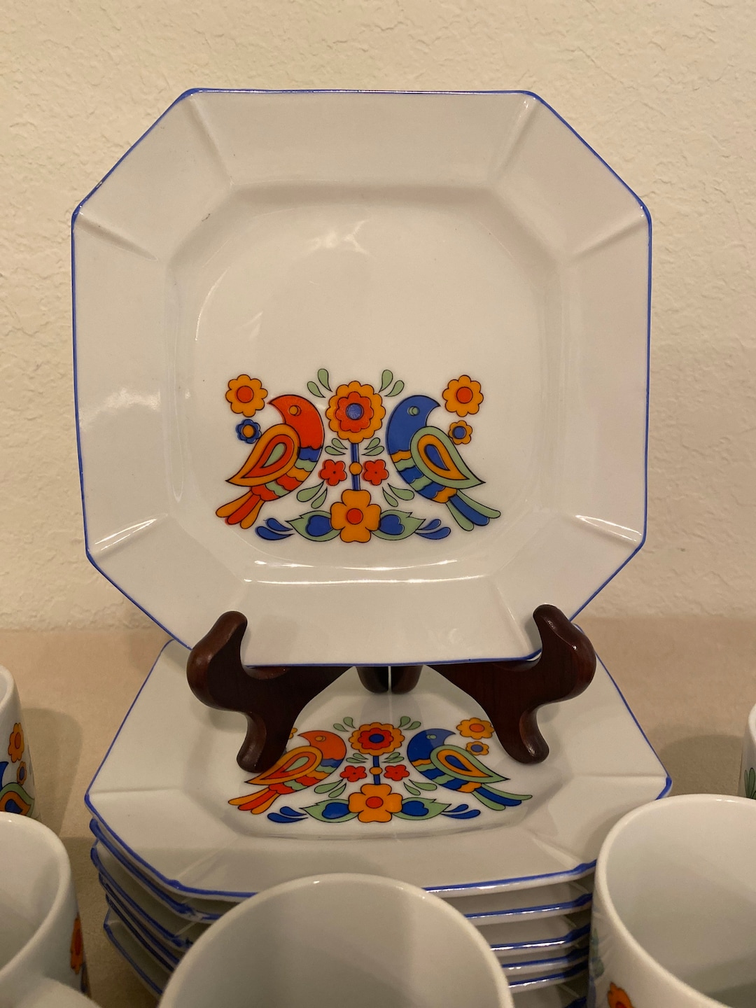 Breakfast Snack Set Plates Cups Friendships Doves Flowers 70s Etsy