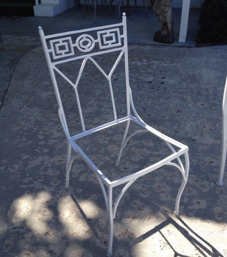 ALUMINUM PATIO GREEK Key Design Table Four Chairs Palm Beach Mid Century Retro Outdoor Living