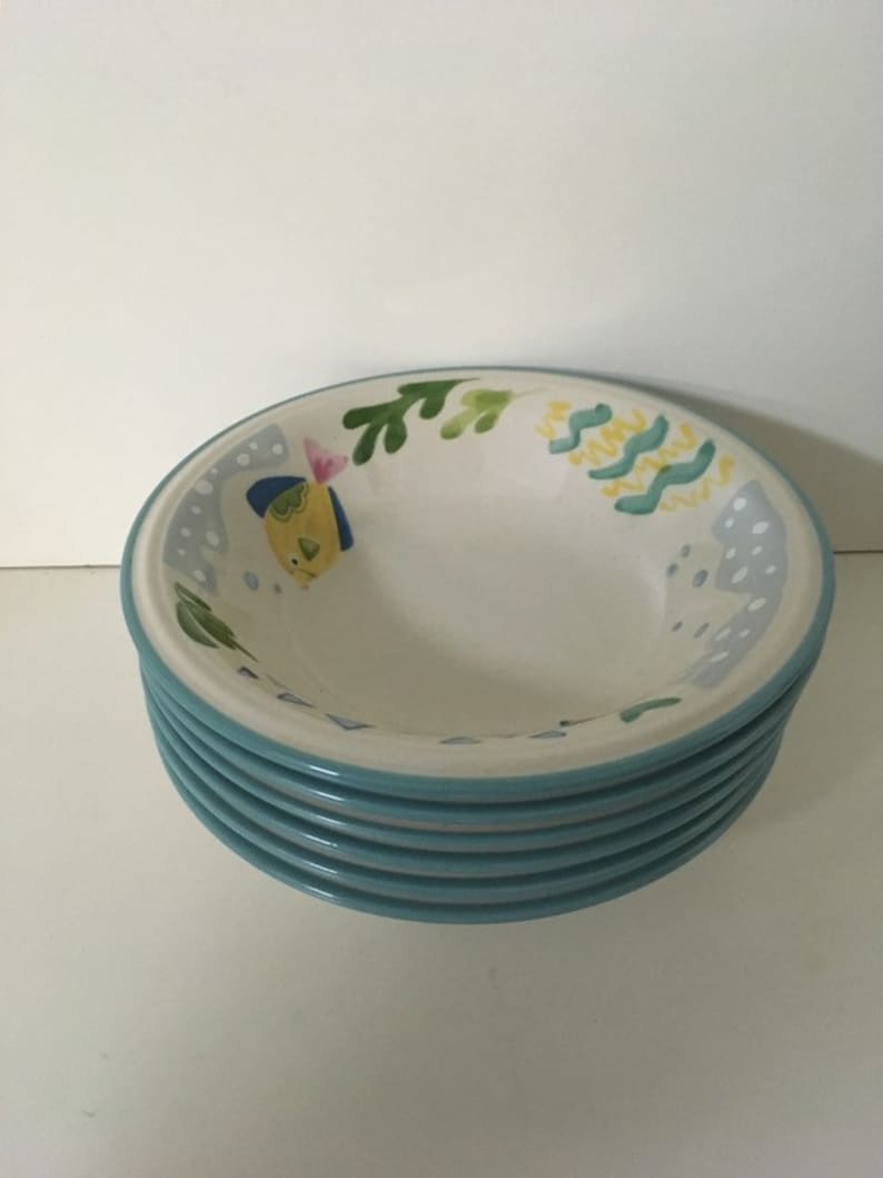 Studio Nova Barrier Reef 8 SoupSalad Bowl Fish and Foliage 1990s Thailand