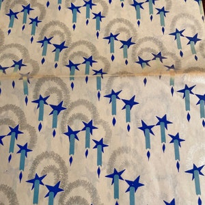Vintage Chanukah Gift Wrap Seven Folded Sheets Blue Candles 20 x 28 Has Damage See Details
