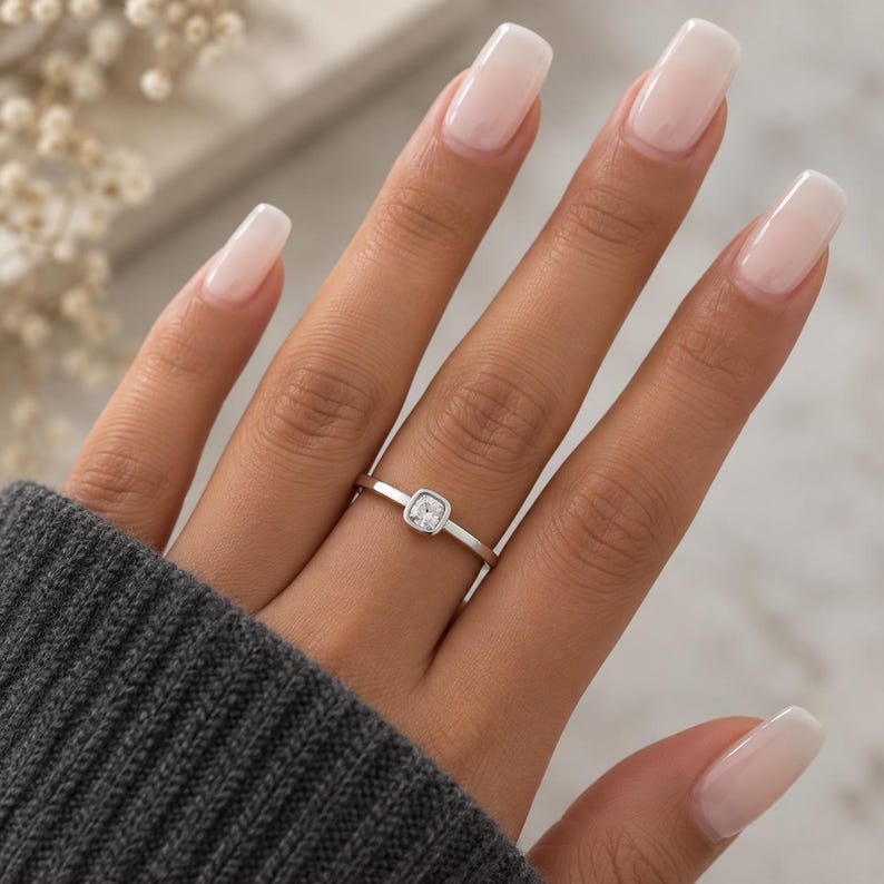 Silverringset, minimalistiska stapelbara ringar, 3-delat nätt ringset, moderna vardagssmycken, present till henne Medium