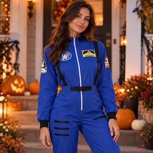 Astronaut Costume Jumpsuit, Silver Orange Blue or White Space Suit, Halloween Cosplay, Sci Fi Explorer Outfit for women
