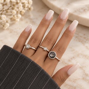 Silverringset, minimalistiska stapelbara ringar, 3-delat nätt ringset, moderna vardagssmycken, present till henne bild 11