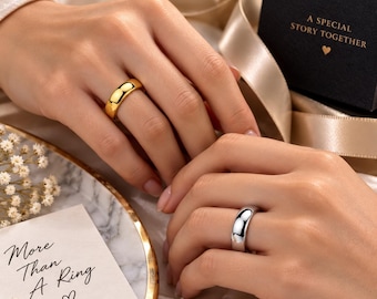 Chunky Dome-ring, minimalistisk statement-ring i guld eller silver, polerade smycken med brett band