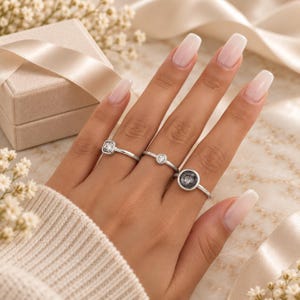 Silverringset, minimalistiska stapelbara ringar, 3-delat nätt ringset, moderna vardagssmycken, present till henne bild 2