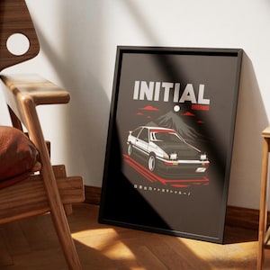 AE86 Trueno-affisch, JDM-bilväggkonst med initial D, japansk Touge Drift-tryck, retro-tuner-garagedekor, man cave-present till bilkille