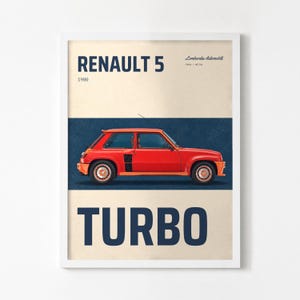 Affiche Renault 5 Turbo 1980, bleu profond - Impression d'art voiture classique, avec ou sans cadre