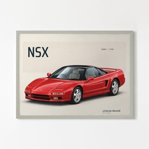 Affiche Honda NSX 1990, ivoire - Impression d'art JDM, avec ou sans cadre