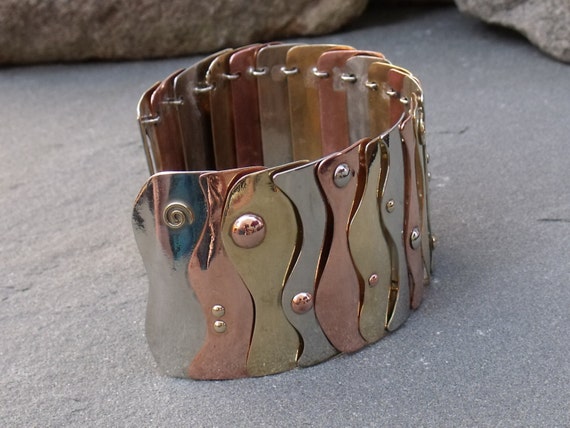 Showstopper Bracelet! JTV Jewel School Contest Finalist! Mixed Metals  Bracelet, Womens Bracelet, Wide Bracelet