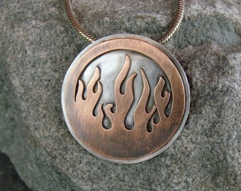 Sterling and Copper, Mixed Metals Pendant, Silver Pendant, Copper Pendant