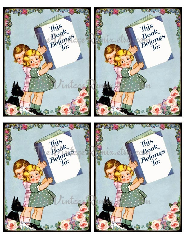 INSTANT DOWNLOAD Printable Bookplates Vintage Kids 4x5 - Etsy