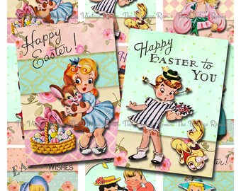 NEW Easter Digital Collage Sheet. Instant Download. Printables cute for Easter baskets, gift tags, scrapbooking and card making.