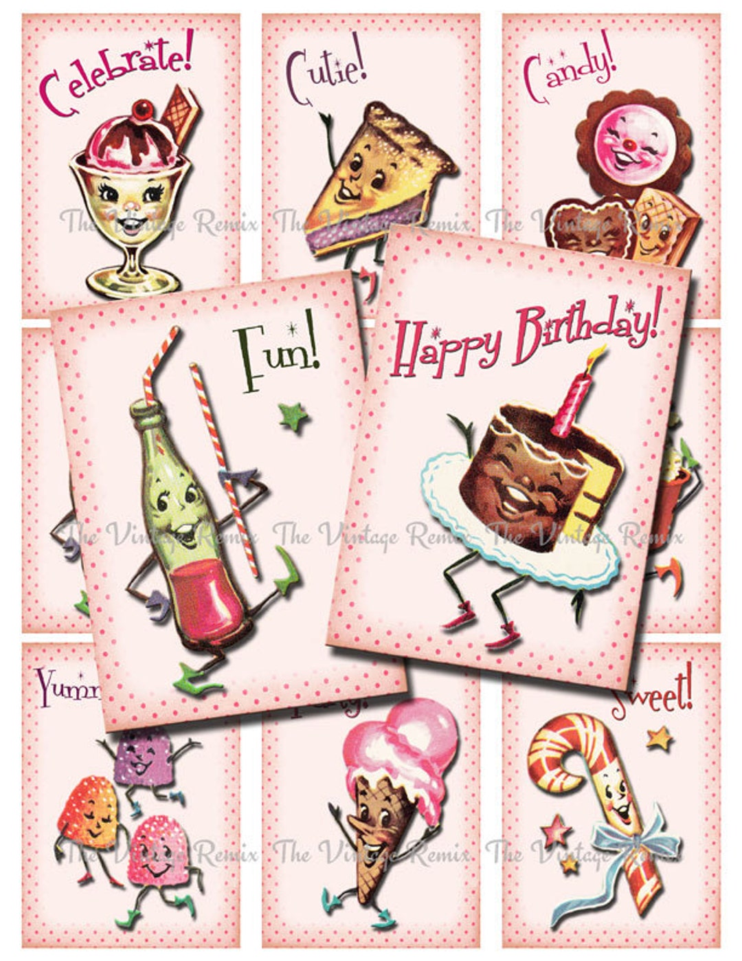 INSTANT DOWNLOAD, Printables, Retro Candy Birthday Party, Digital ...