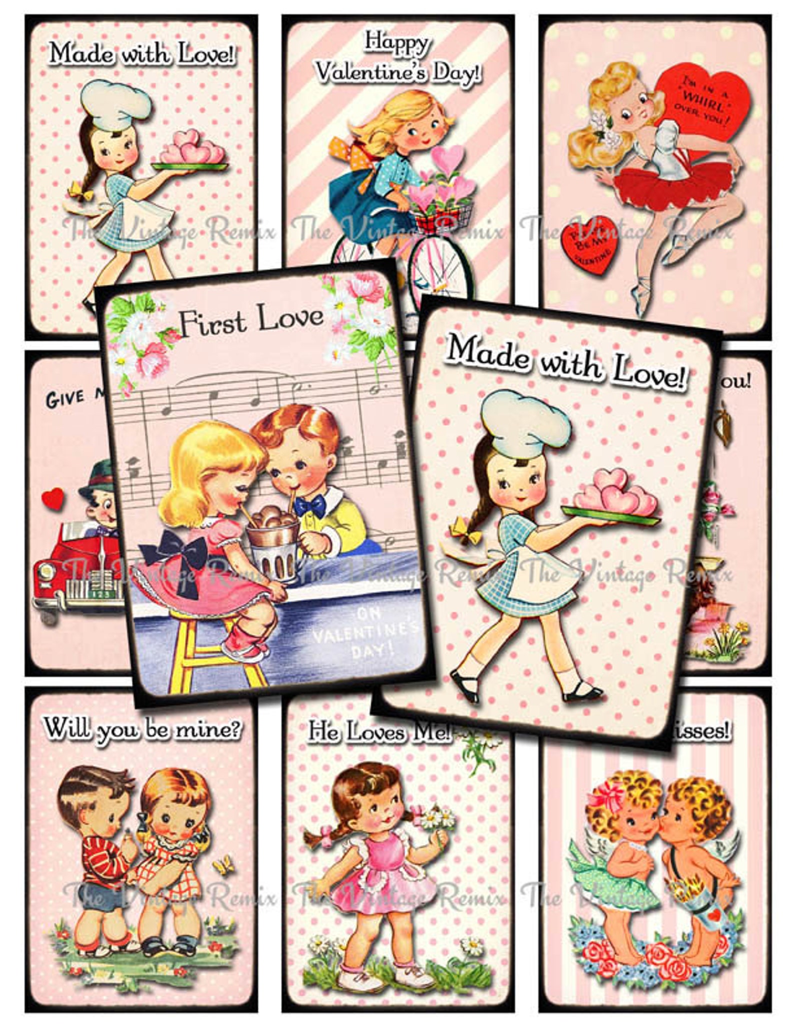 INSTANT DOWNLOAD Digital Collage Sheet Retro Vintage - Etsy