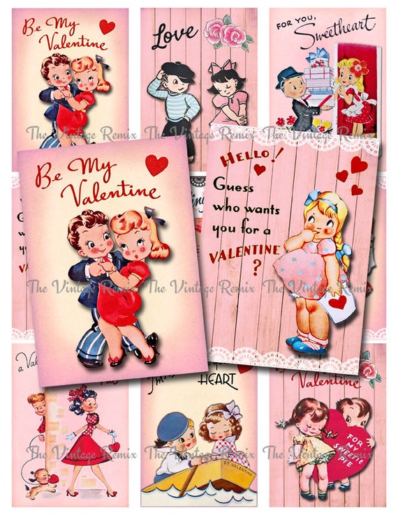 INSTANT DOWNLOAD, Printable, Digital Collage Sheet, Valentine's