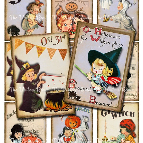 HALLOWEEN Printable Collage Sheet. Instant Download. Set of 9 | Etsy