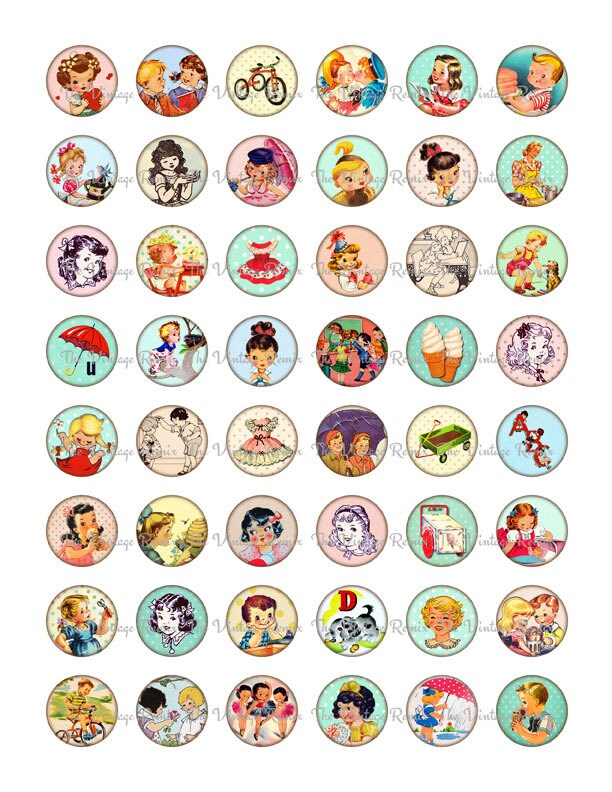 INSTANT DOWNLOAD Printable Digital Collage Sheet 1 Inch - Etsy