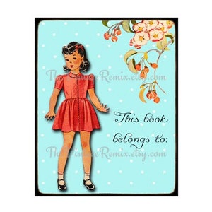 INSTANT DOWNLOAD, Printable Digital Book Plates, Shabby Chic Girl