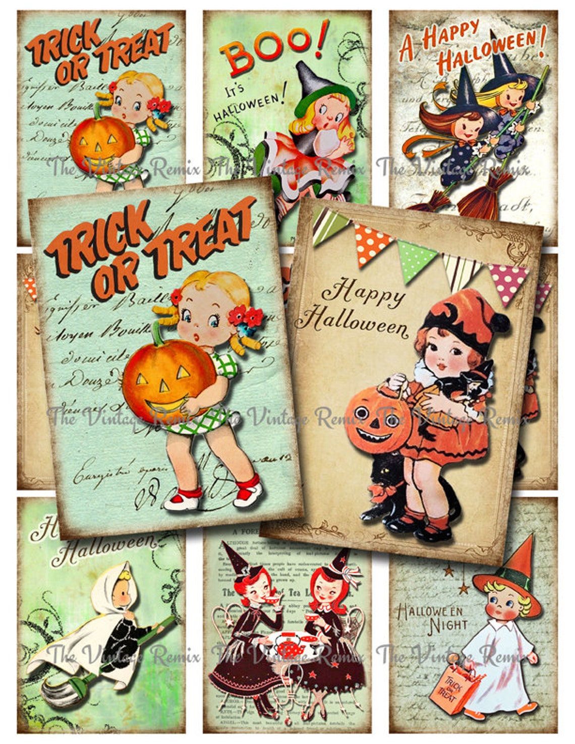 HALLOWEEN Printable Collage Sheet. Instant Download. Set of 9 - Etsy
