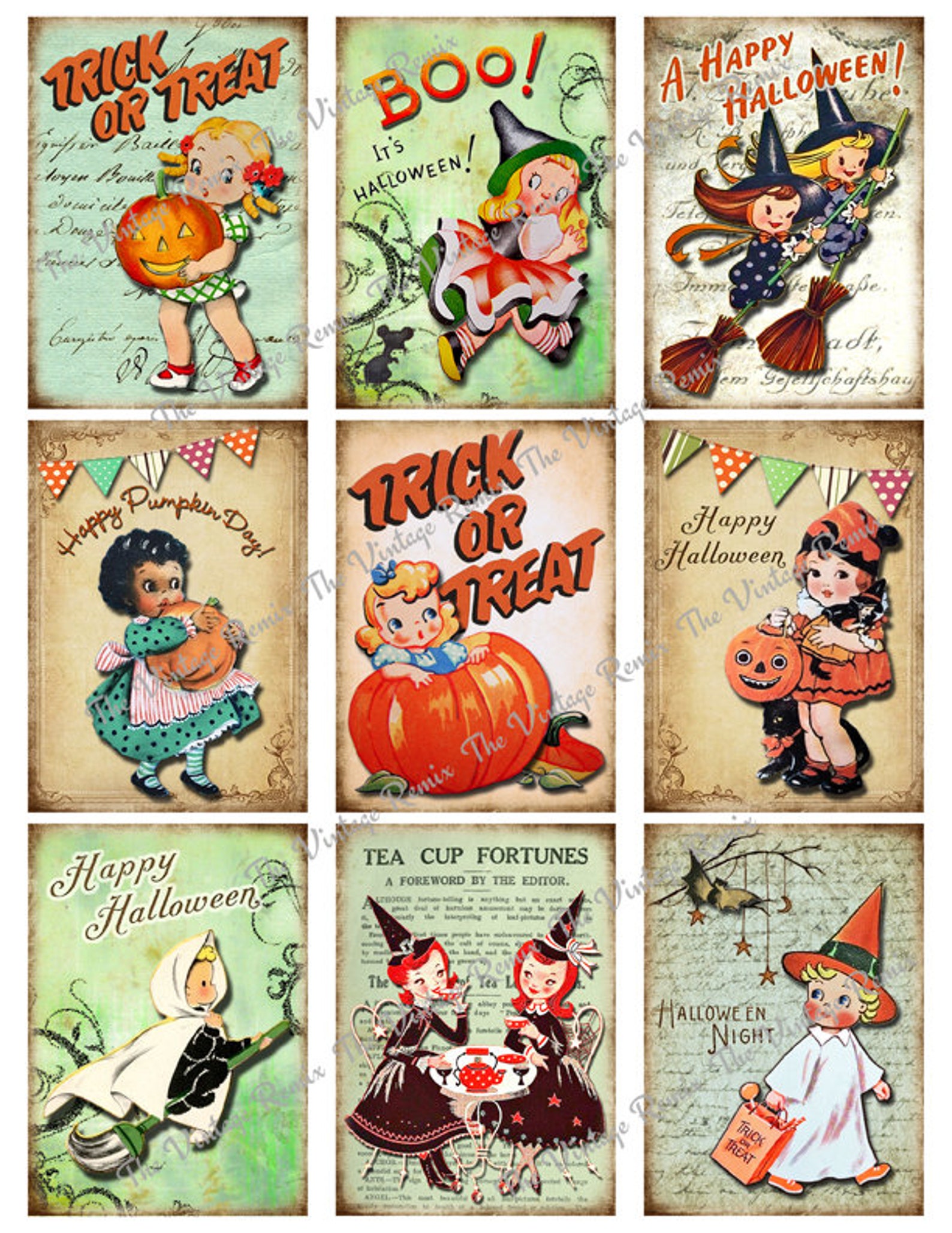 HALLOWEEN Printable Collage Sheet. Instant Download. Set of 9 - Etsy
