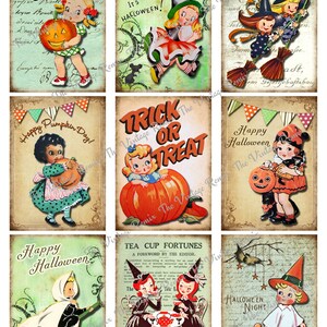 HALLOWEEN Printable Collage Sheet. Instant Download. Set of 9 Vintage ...
