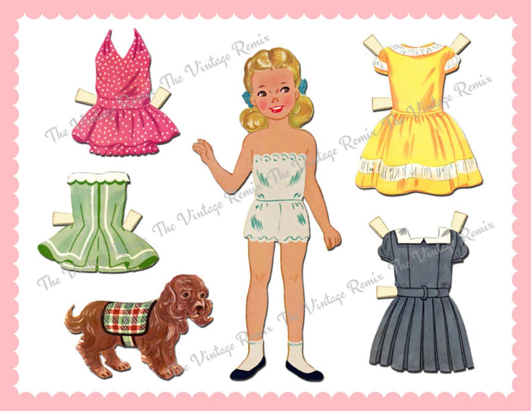 INSTANT DOWNLOAD, Printable Paper Doll, Retro Vintage Blonde Girl With ...