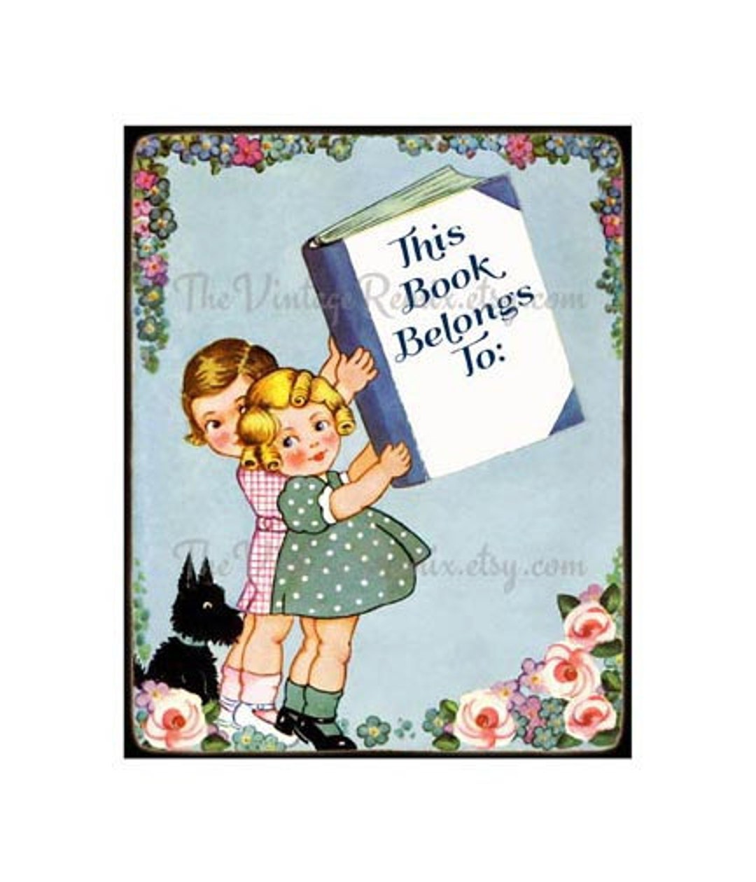 INSTANT DOWNLOAD, Printable Bookplates Vintage Kids 4x5 Digital ...