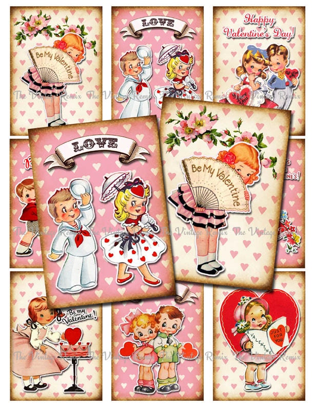 INSTANT DOWNLOAD, Printable, Digital Collage Sheet, Valentine's D…