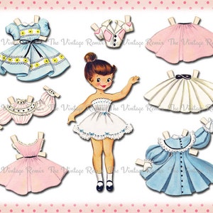 INSTANT DOWNLOAD, Paper Doll Digital Printable Collage Sheet Vintage-Inspired