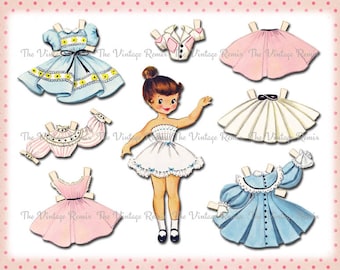 INSTANT DOWNLOAD, Paper Doll Digital Printable Collage Sheet Vintage-Inspired