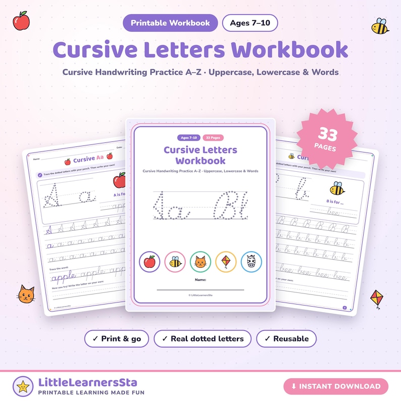 Cursive Y Worksheet.pdf Cahier d'écriture cursive, exercices de traçage de A à Z, 7-10 ans ...