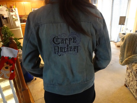 Womens Denim Jacket That States Carpe 