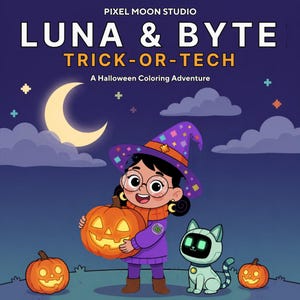 Luna & Byte: Trick-or-Tech - A Halloween Coloring Book for Kids Ages 6-10