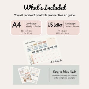 K&ouml;nnte beinhalten: Ein digitales Medikamentenplaner-Set mit zwei druckbaren Dateien und einer Anleitung. Die A4-Querformat-Datei misst 29,7 x 21 cm und die US-Letter-Querformat-Datei misst 27,9 x 21,6 cm. Der Planer enth&auml;lt ein Raster zur Verfolgung von Medikamenten.