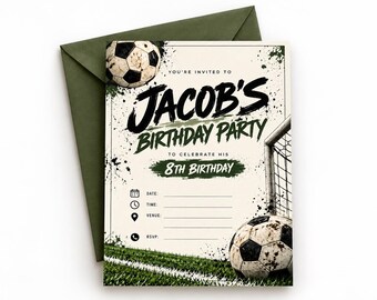 Personalised Football Birthday Invitation | Boys Soccer Party Invite (Digital Download)