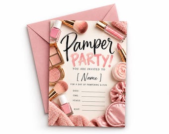 Custom Girls Pamper Party Invitation | Makeup Birthday Invite (Digital Download)