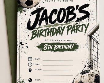 Personalised Football Birthday Invitation | Boys Soccer Party Invite (Digital Download)